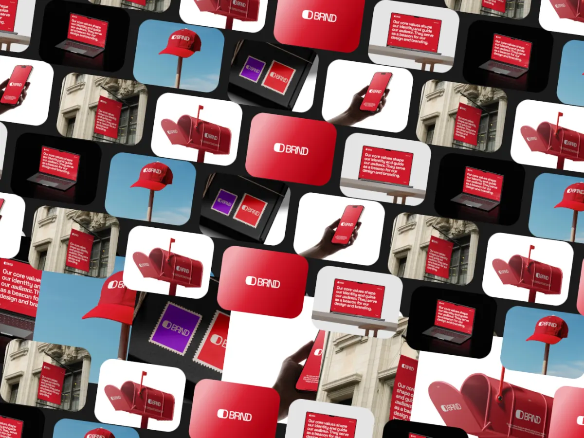 Collage Reel template: a tilted collage wall with spinning hero cards