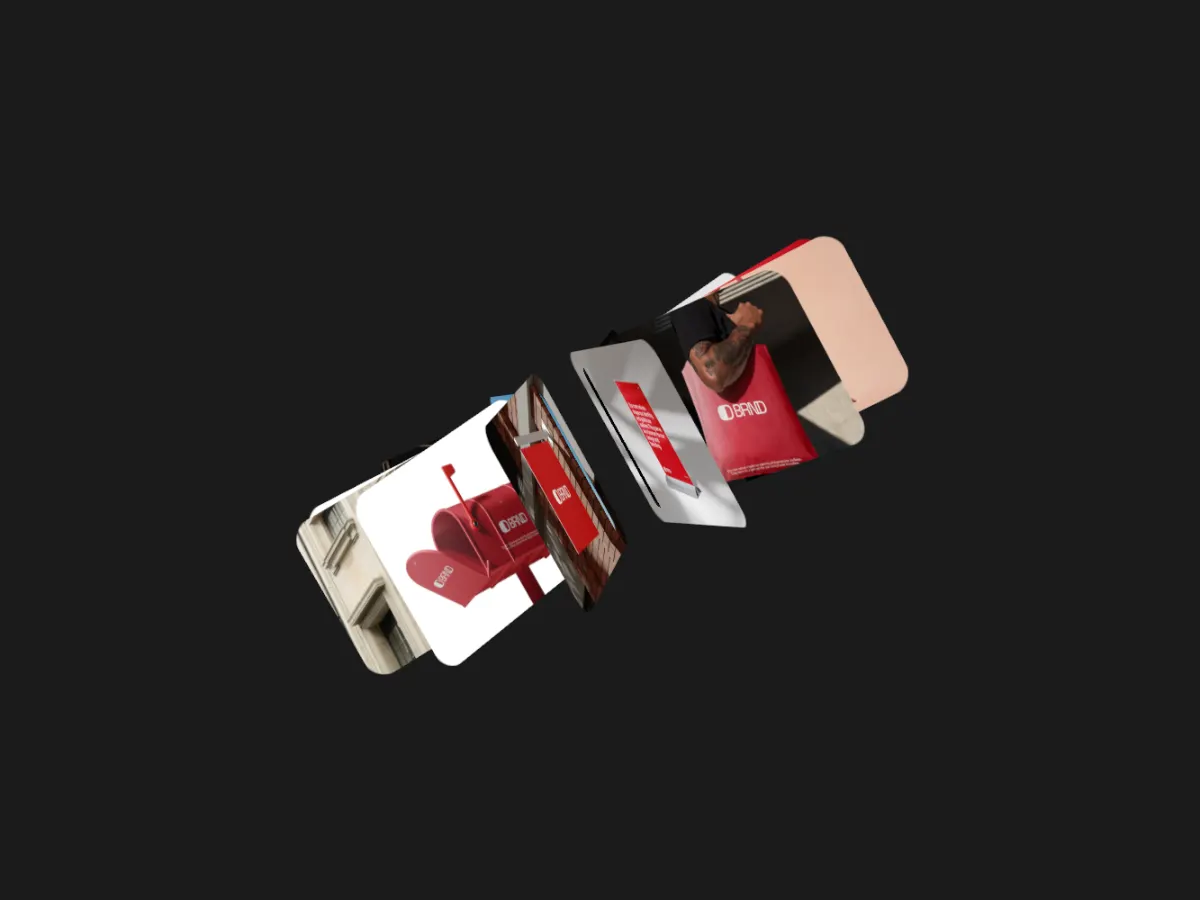 Orbit Bloom template: cards standing like petals round a turning ring
